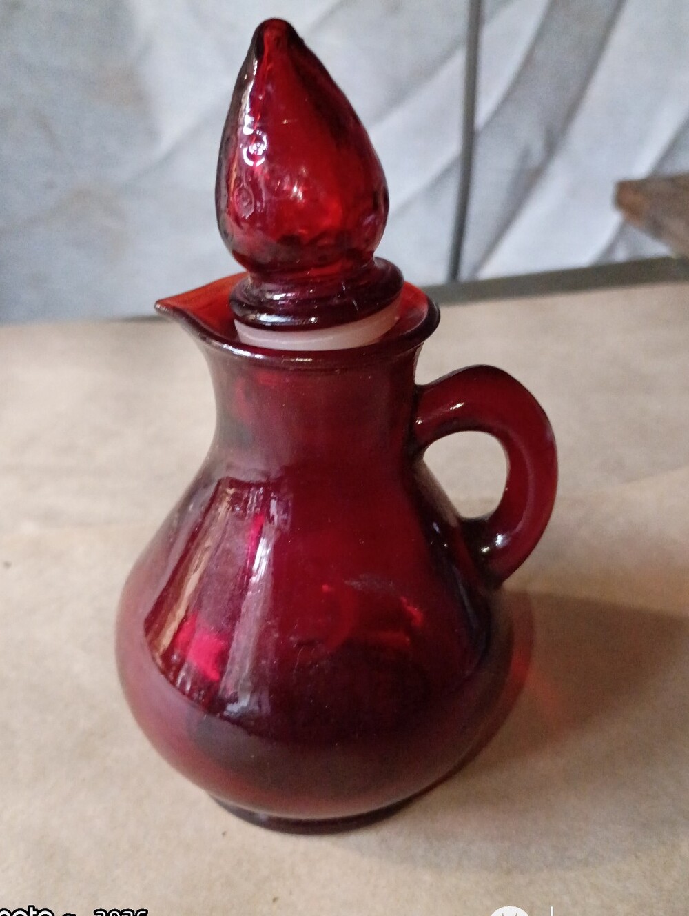 Avon Cape Cod Red Glass Cruet Pitcher with Stopper - Home Art